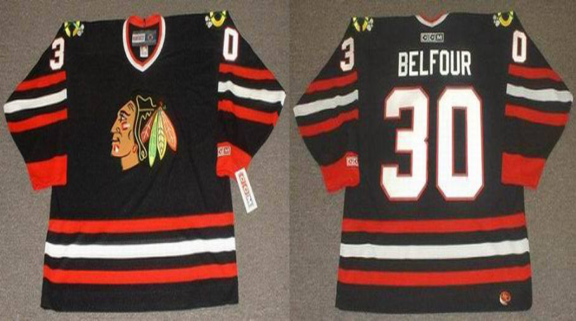 2019 Men Chicago Blackhawks #30 Belfour black CCM NHL jerseys->chicago blackhawks->NHL Jersey